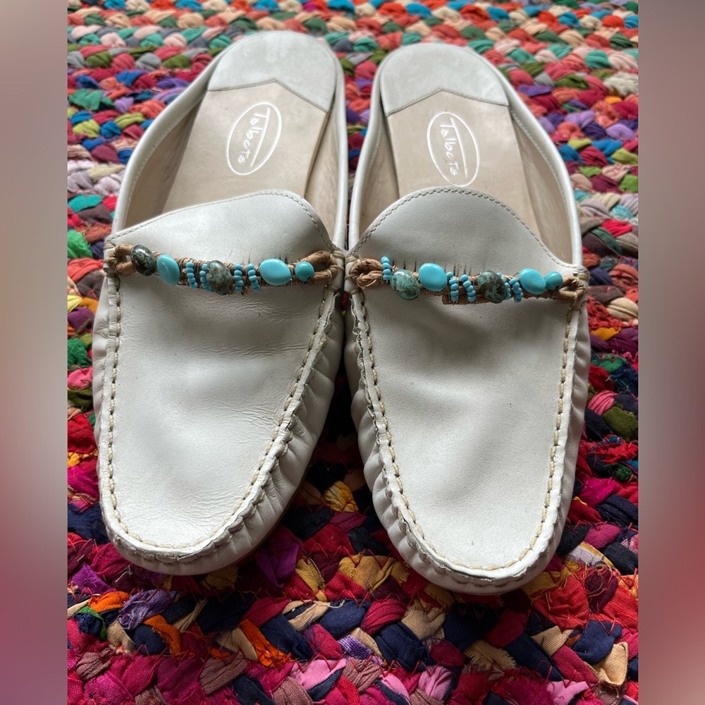 WESTERN TALBOTS SLIP ON SHOES W/ TURQUOISE EMBELLISHMENTS